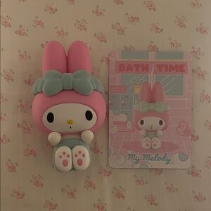Adorable Pink My Melody Figurine with Card- bath time collection 🧼🛁🫧🎀